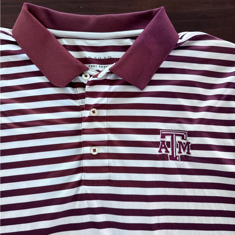 Texas A&M Striped Maroon and White Polo Shirt